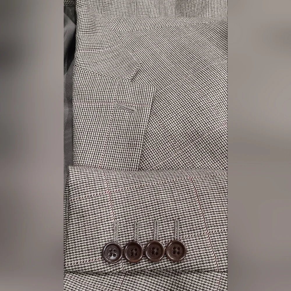 Tommy Hilfiger Wool Cashmere Brown Beige Suit Dress Jacket Blazer Sport Coat 48R